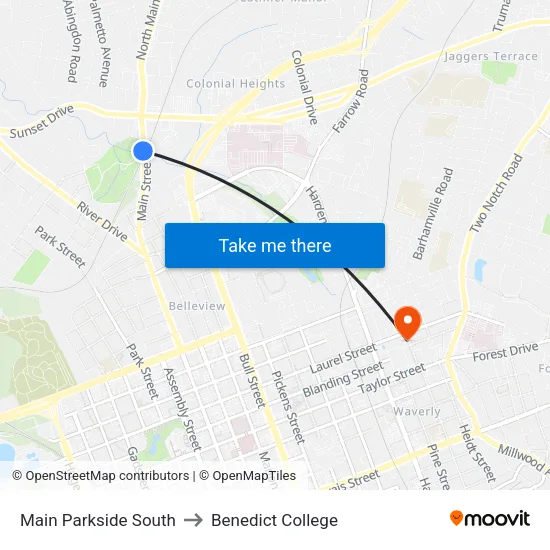 Main Parkside South to Benedict College map