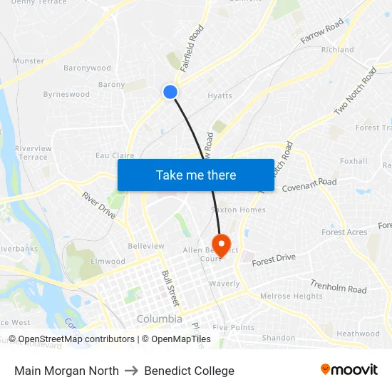 Main Morgan North to Benedict College map