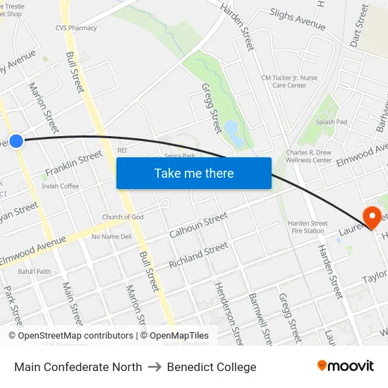 Main Confederate North to Benedict College map