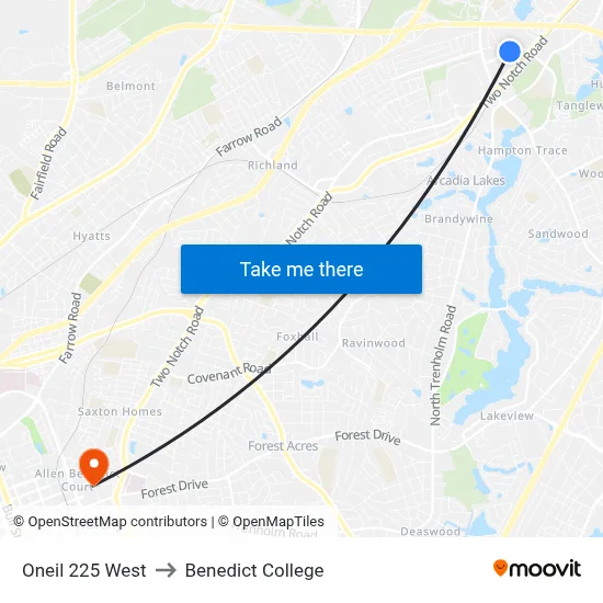 Oneil 225 West to Benedict College map