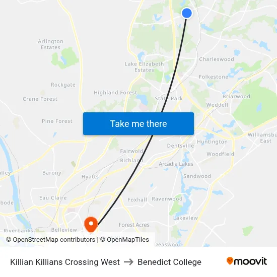 Killian Killians Crossing West to Benedict College map