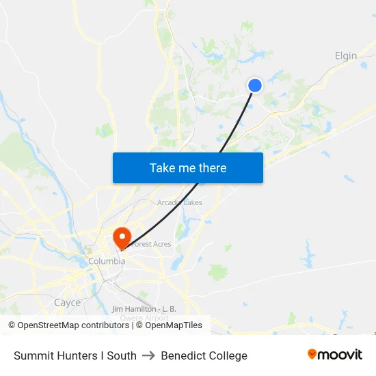Summit Hunters I South to Benedict College map