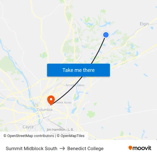 Summit Midblock South to Benedict College map