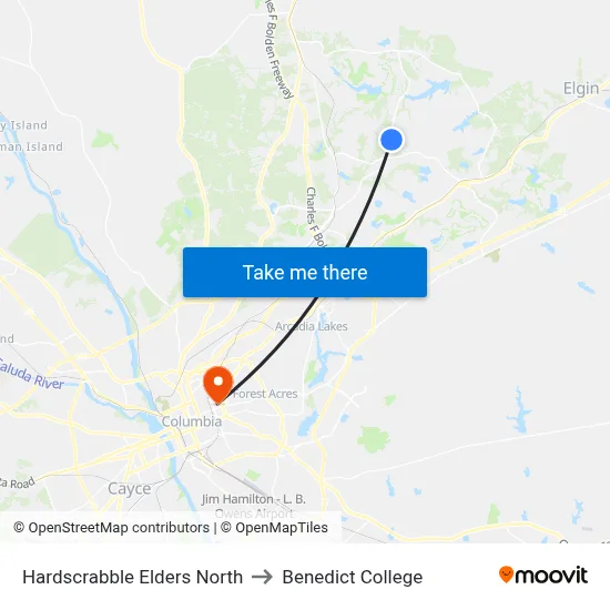Hardscrabble Elders North to Benedict College map