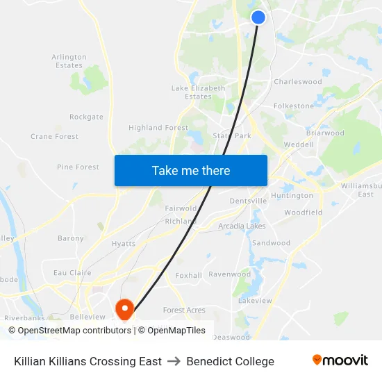 Killian Killians Crossing East to Benedict College map