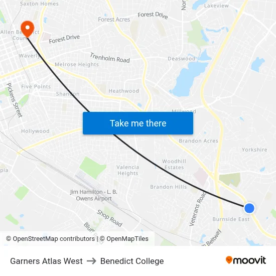 Garners Atlas West to Benedict College map