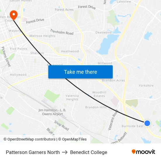 Patterson Garners North to Benedict College map
