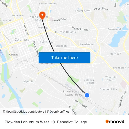 Plowden Laburnum West to Benedict College map