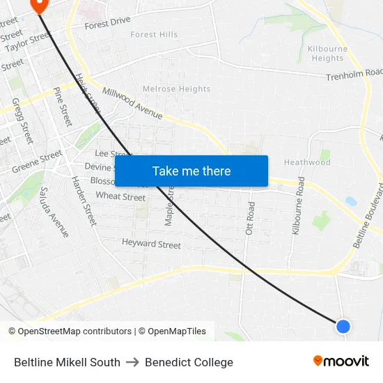 Beltline Mikell South to Benedict College map