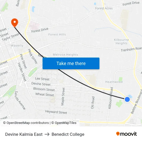 Devine Kalmia East to Benedict College map
