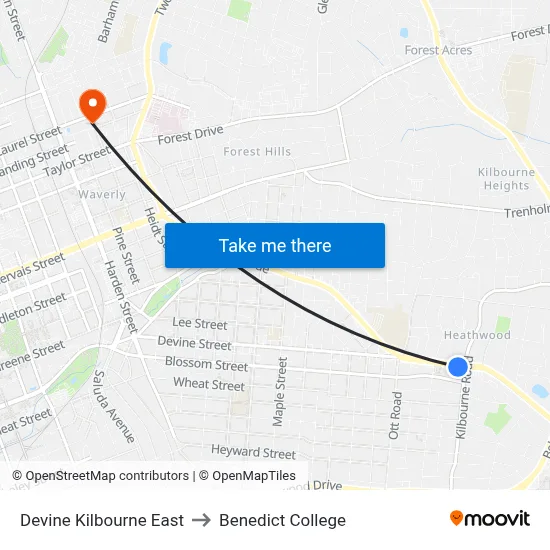 Devine Kilbourne East to Benedict College map