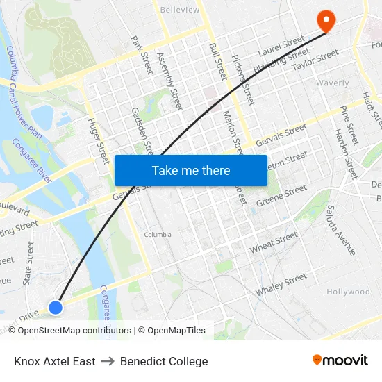 Knox Axtel East to Benedict College map