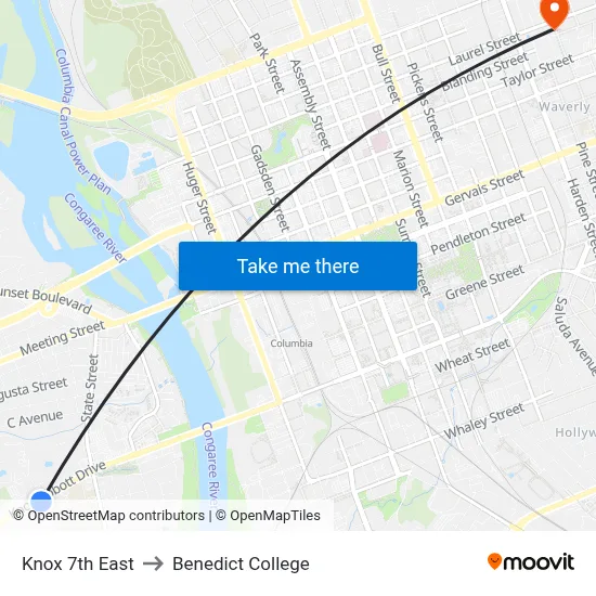 Knox 7th East to Benedict College map