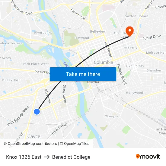Knox 1326 East to Benedict College map