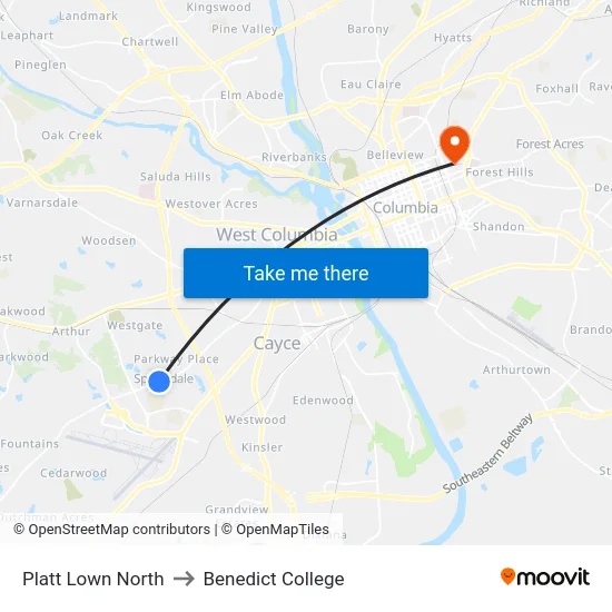 Platt Lown North to Benedict College map