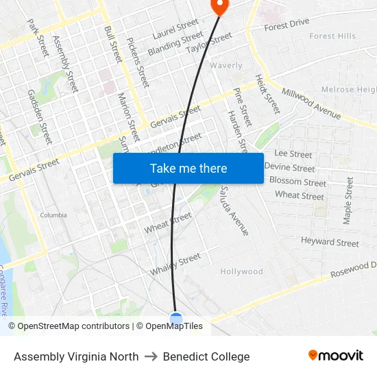 Assembly Virginia North to Benedict College map
