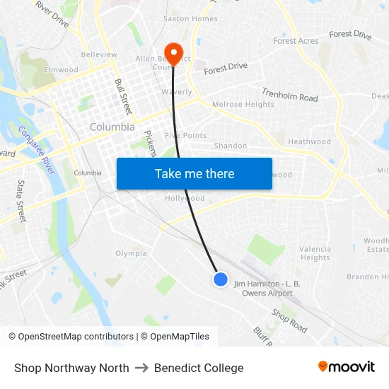 Shop Northway North to Benedict College map