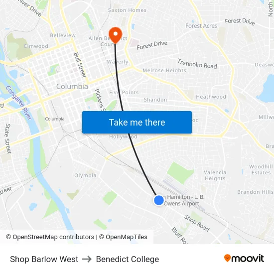 Shop Barlow West to Benedict College map