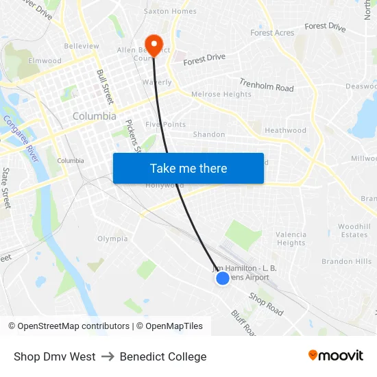 Shop Dmv West to Benedict College map