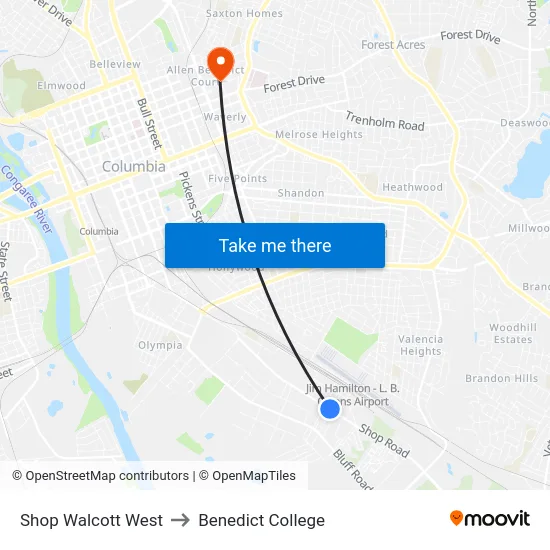 Shop Walcott West to Benedict College map