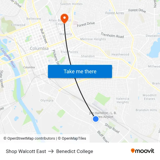 Shop Walcott East to Benedict College map