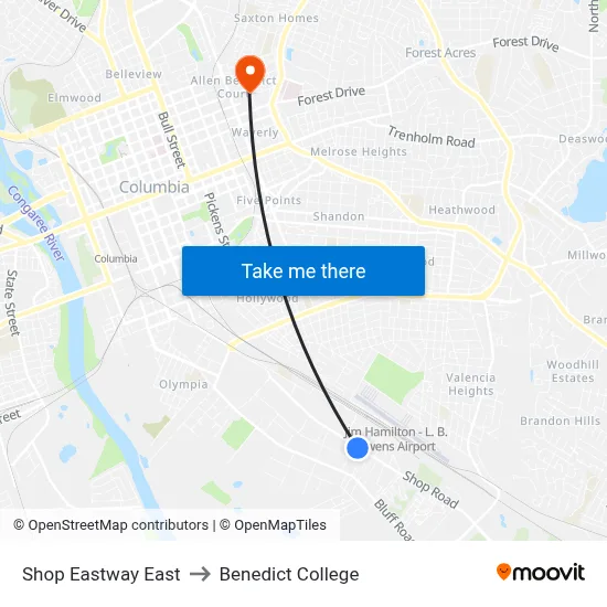 Shop Eastway East to Benedict College map