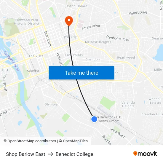 Shop Barlow East to Benedict College map
