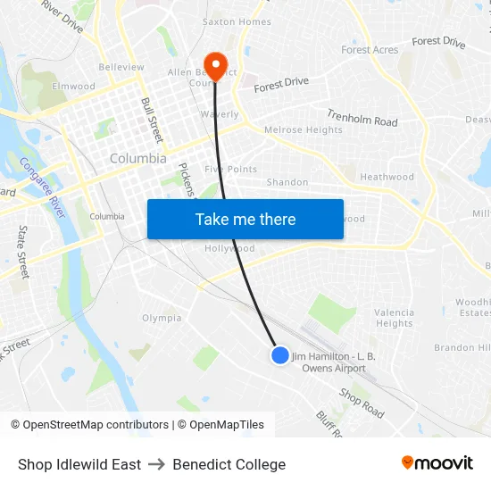 Shop Idlewild East to Benedict College map