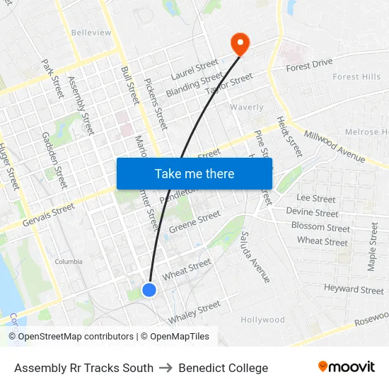Assembly Rr Tracks South to Benedict College map