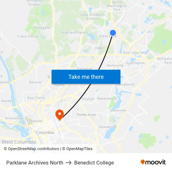 Parklane Archives North to Benedict College map
