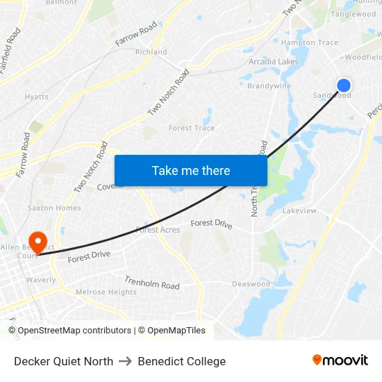 Decker Quiet North to Benedict College map