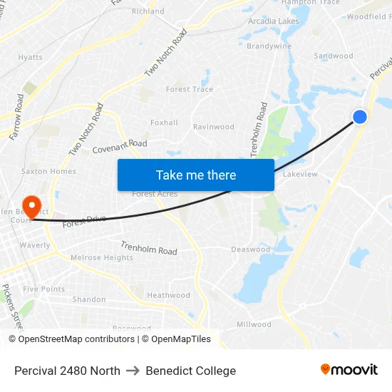 Percival 2480 North to Benedict College map