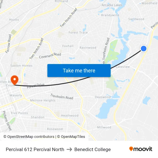 Percival 612 Percival North to Benedict College map