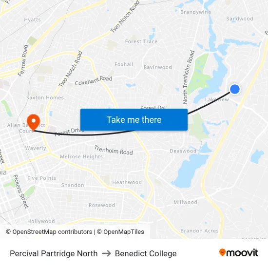 Percival Partridge North to Benedict College map