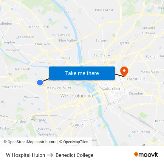 W Hospital Hulon to Benedict College map