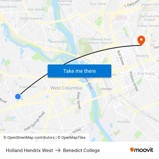 Holland Hendrix West to Benedict College map