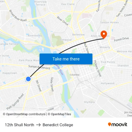 12th Shull North to Benedict College map