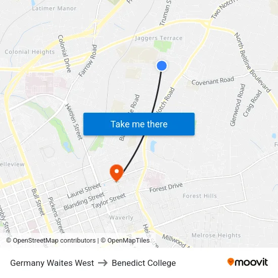 Germany Waites West to Benedict College map