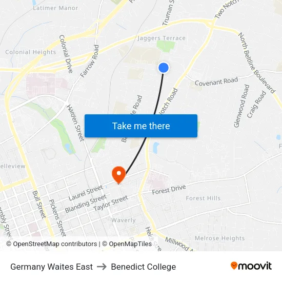 Germany Waites East to Benedict College map