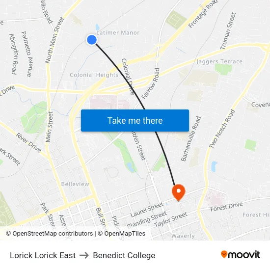 Lorick Lorick East to Benedict College map