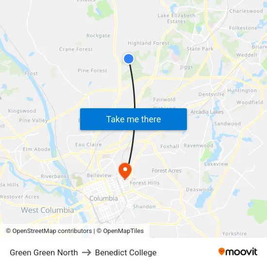 Green Green North to Benedict College map