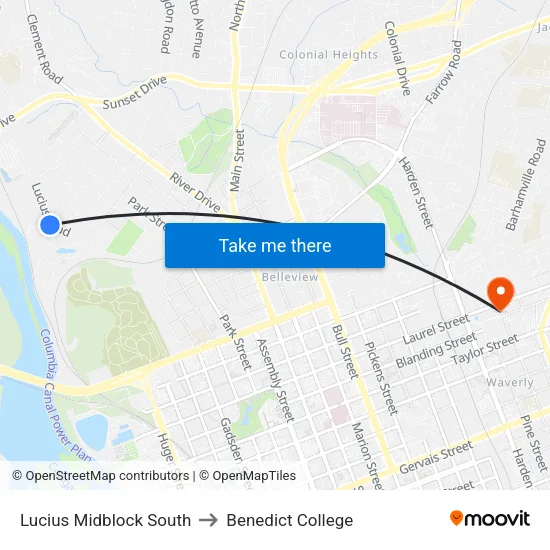 Lucius Midblock South to Benedict College map