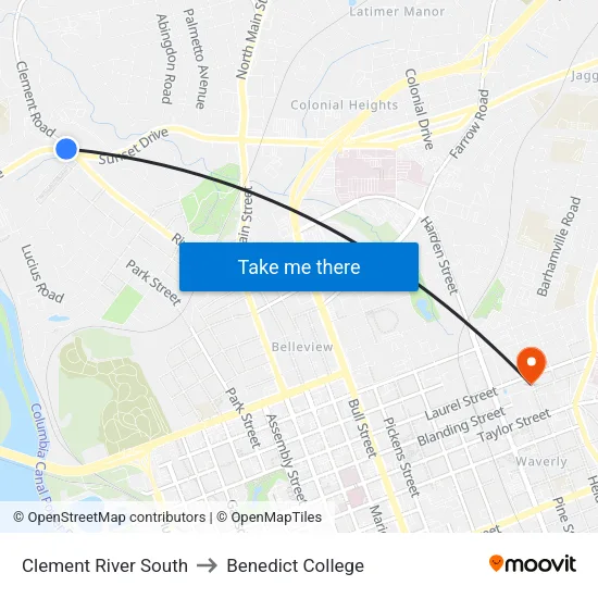 Clement River South to Benedict College map