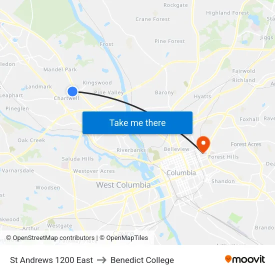 St Andrews 1200 East to Benedict College map