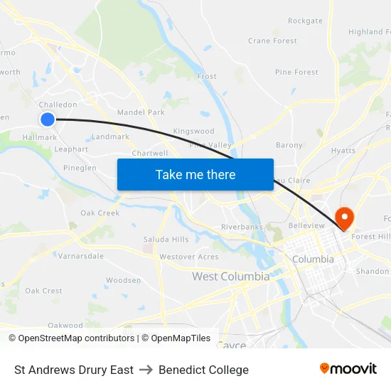 St Andrews Drury East to Benedict College map