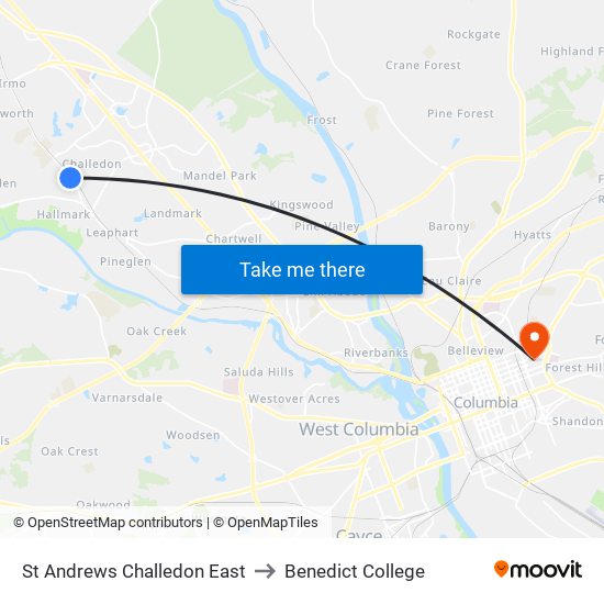 St Andrews Challedon East to Benedict College map