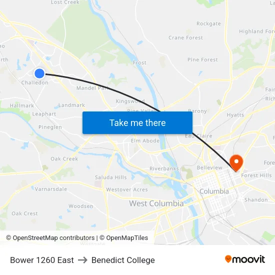 Bower 1260 East to Benedict College map