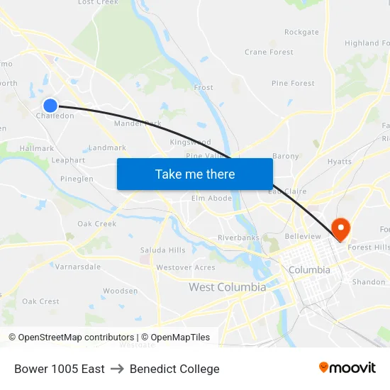 Bower 1005 East to Benedict College map