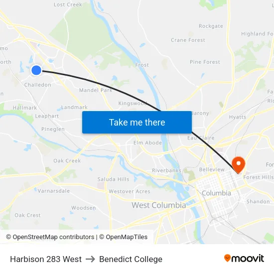 Harbison 283 West to Benedict College map