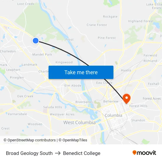 Broad Geology South to Benedict College map